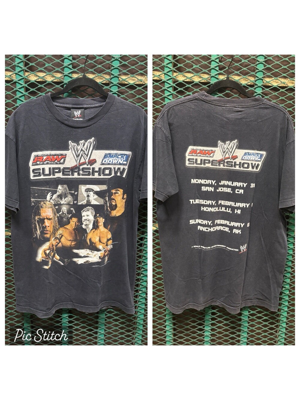 VINTAGE 2005 WWE WRESTLING SHIRT RAW SMACK DOWN TOUR EDDIE GUERRERO TRIPLE H WWE